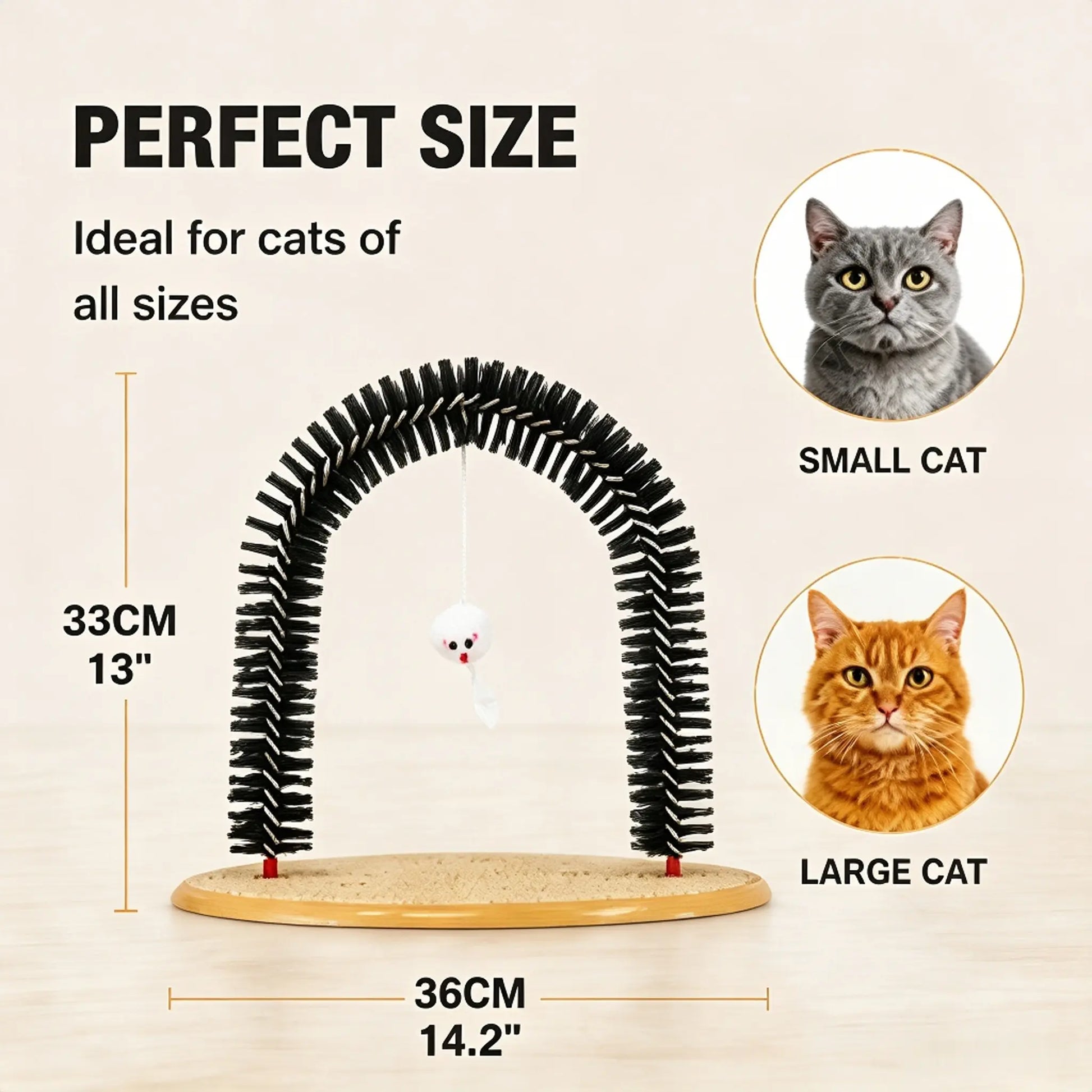 Interactive Cat Arch Self-Groomer with Scratching Pad - Foldable Massage and Fur Removal Station for Indoor Cats and Kittens